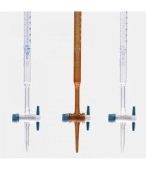 ISOLAB 017.02.010 büret - düz - şeffaf - PTFE musluklu - AS kalite - grup sertifikalı - mavi skala - 10 ml