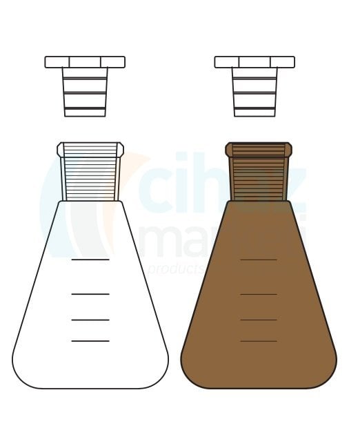 Çalışkan Cam Teknik LG009.04.1901 Erlen, Şilifli, Plastik kapaklı 100 ml Hacim, NS: 19/26