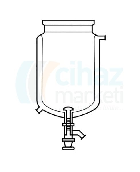 Çalışkan Cam Teknik LG026.08.0500 Silindirik Reaksiyon Kabı, Ceketli Alttan Tahliyeli 500 ml Hacim, 100 Flanş Ölçüsü DN