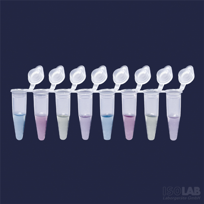 ISOLAB 123.01.028 PCR şeriti - monteli düz kapaklı - 8 x 0,2 ml tüp şeriti
