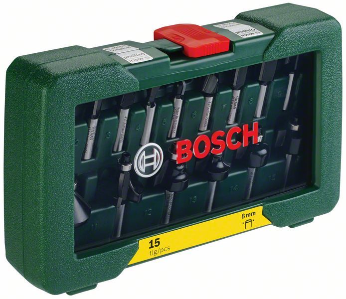 BOSCH 8 mm Ahşap Freze Uç Seti 15 Parça (2607019469)