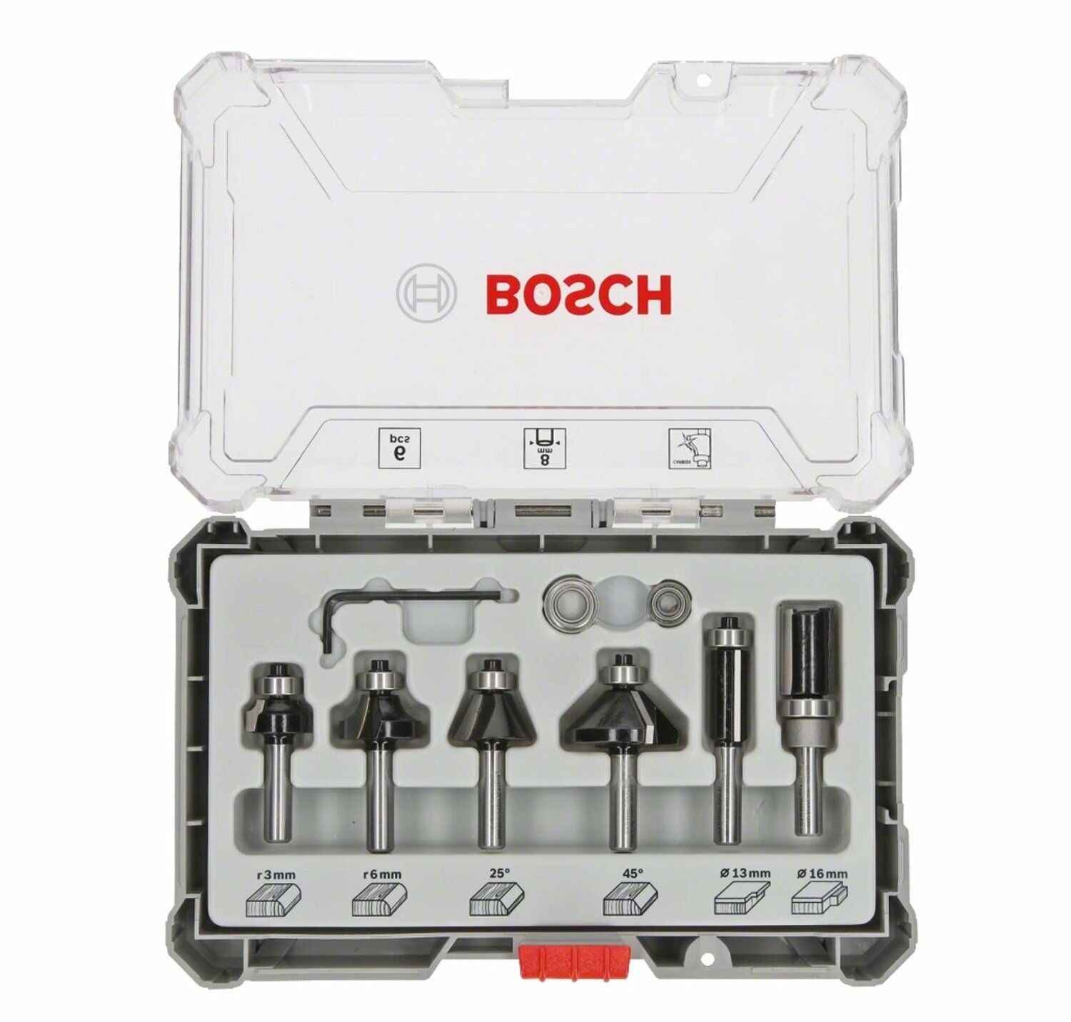 BOSCH 8 mm Saplı Profesyonel Ahşap Freze Bıçak Seti 6 Parça (2607017469)