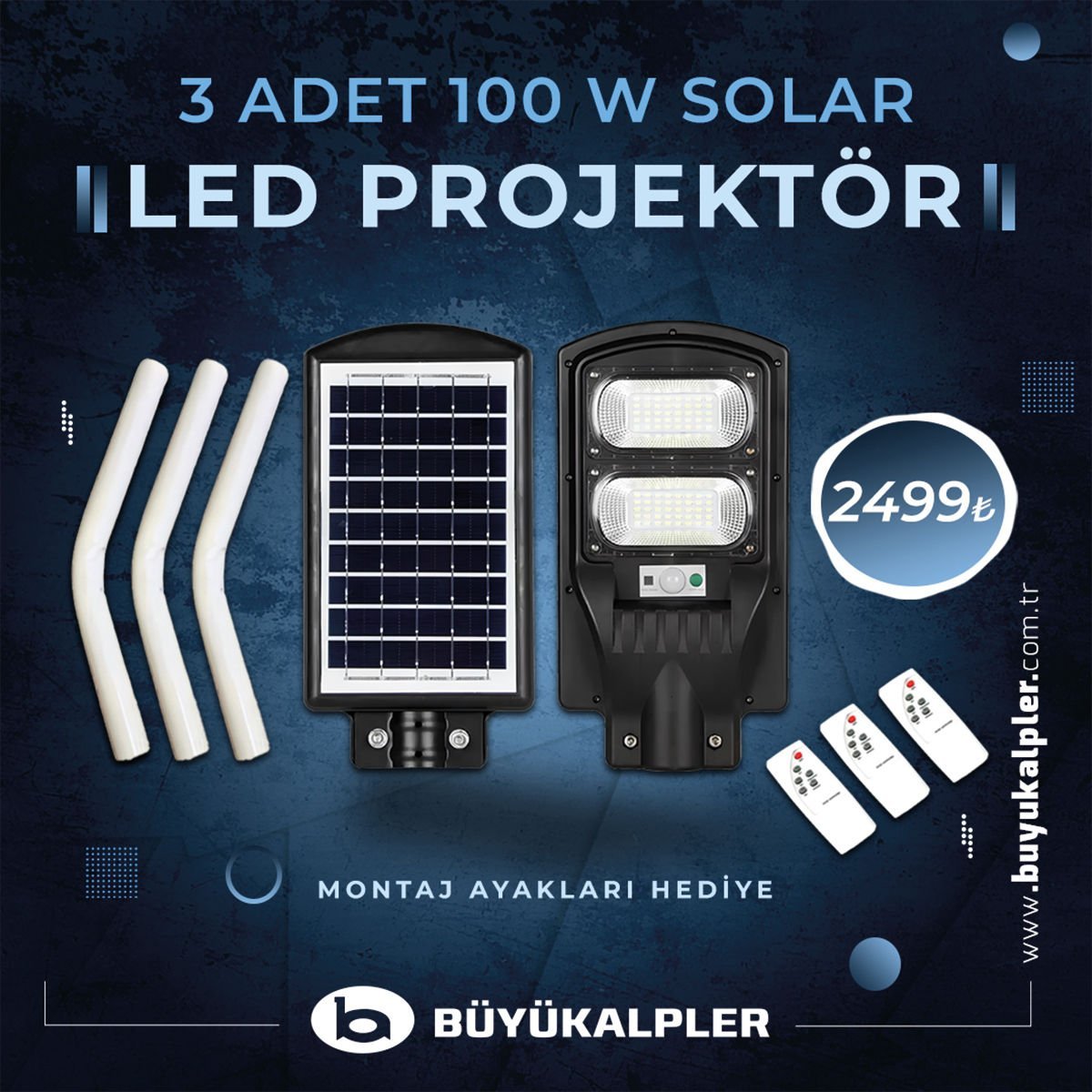100 Watt Solar Dış Mekan Aydınlatma Seti (Konsol Hediyeli)
