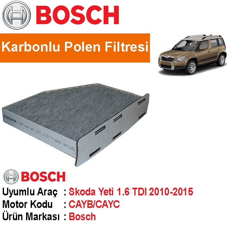 Skoda Yeti 1.6 TDI Karbonlu Polen Filtresi 2010-2015 [Bosch]