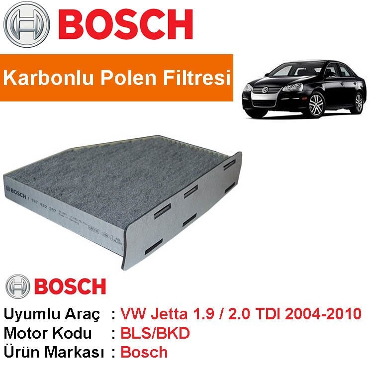 VW Jetta 1.9 / 2.0 TDI Karbonlu Polen Filtresi 2005-2010 Bosch