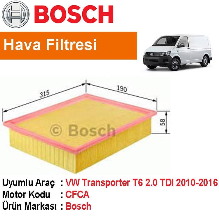 VW Transporter T6 2.0 TDI (CFCA) Hava Filtresi 2010-2016 [Bosch]