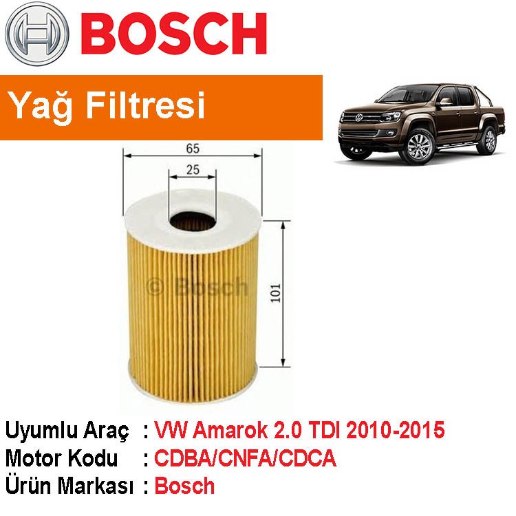 VW Amarok 2.0 TDI Yağ Filtresi 2010-2015 [Bosch]