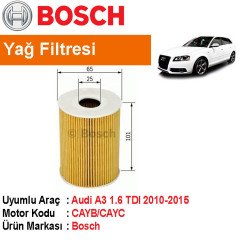 Audi A3 1.6 TDI Yağ Filtresi 2010-2015 [Bosch]