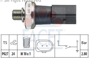 VW İKİ FİŞLİ YAĞ MÜŞÜRÜ 2.80 BAR 06E919081C Gri Facet 7.0185