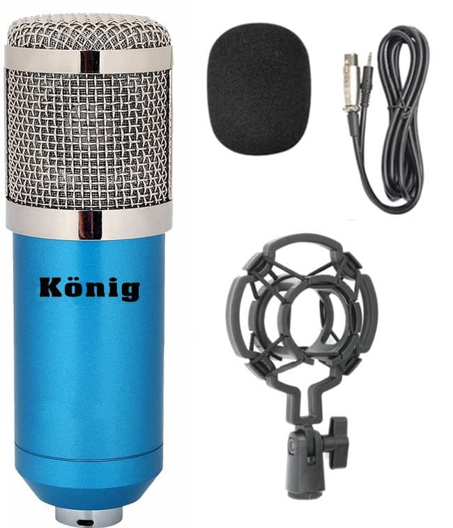 KÖNİG K-CM 800 CONDENSER STÜDYO KARAOKE KAYIT MİKROFONU MAVİ