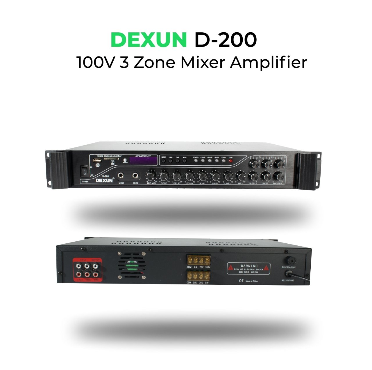 DEXUN D–200 3 ZONE 100 V MIXER AMPLIFIER