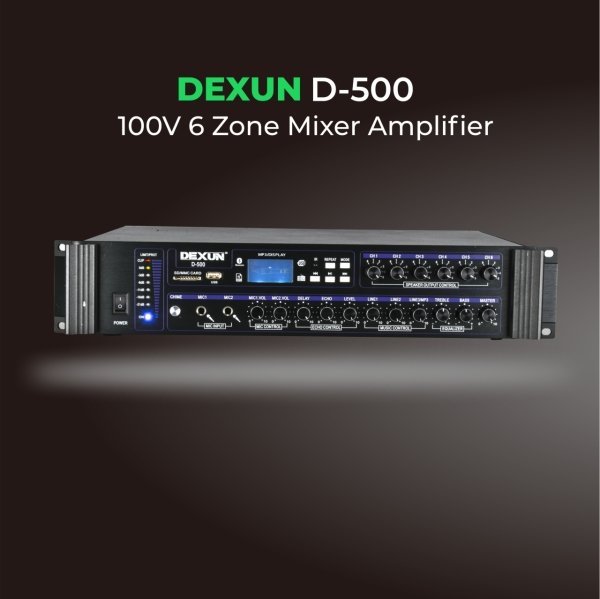 DEXUN D–500 6 ZONE 100 V MIXER AMPLIFIER