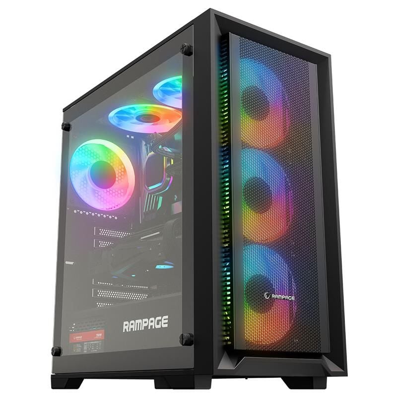 RAMPAGE VOYAGER 750W 80+ BRONZE SİYAH 4*RGB AUTO FAN ATX MIDI TOWER GAMING OYUNCU KASASI