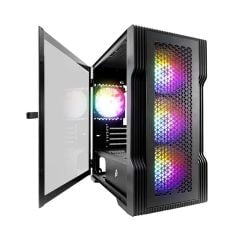 1ST PLAYER TRILOBITE T3 SİYAH 600W 80+ RAINBOW 4X12CM FAN TEMPERLİ CAM MESH USB 3.0 M-ATX KASA