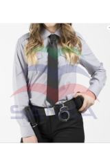 Kadın Gri Renk  Armasız Uzun Kollu Özel Güvenlik Gömleği