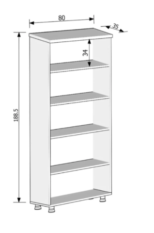 Açık Raflı Dosya Dolabı 80*35*188