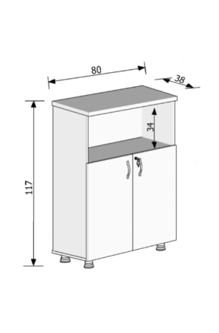Yarım Kapaklı Dosya Dolabı 80x38x117