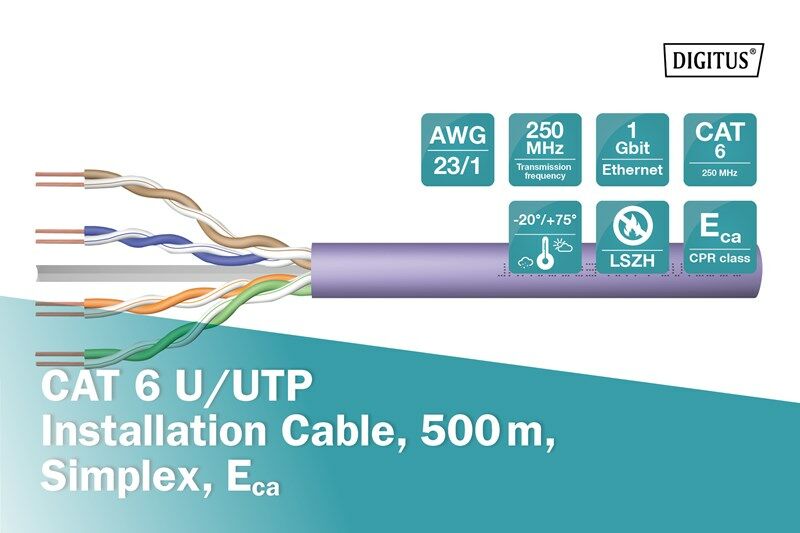 Digitus Cat6 Gri UTP Makara Kablo Saf Bakır (500m)