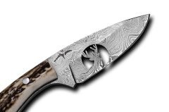 Bora 609 DMS-B Damascus Çelik Boynuz Saplı Bıçak Oymalı Geyik