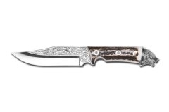 Bora 415 B Küçük Jungle Geyik Boynuzu Saplı Gravürlü Bıçak