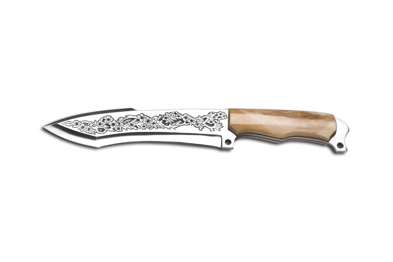 Bora Mamut Dişi Saplı Gravürlü Özel Tasarım Bıçak SAKURA