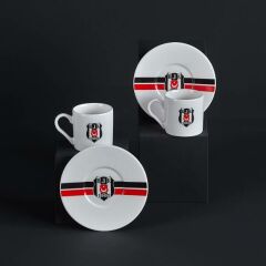 Neva Beşiktaş Lisanslı Çizgili 2'li Kahve Fincan Takımı