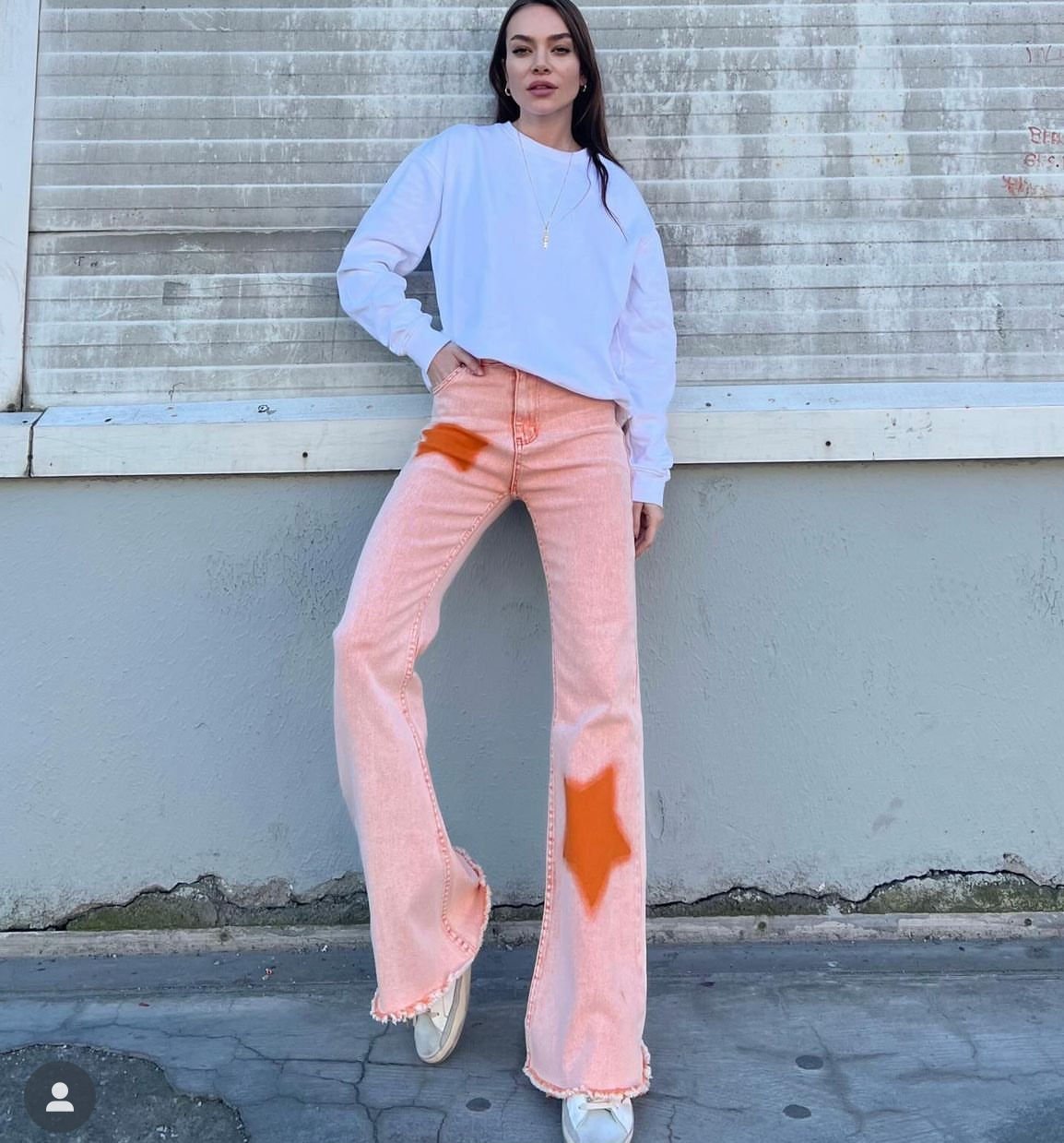 Turuncu Y2K Yıldız Korea  Jeans Pantolon