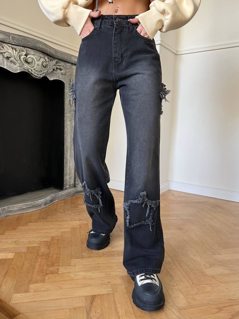 Yıldız Y2K Stars Patch Detay Jeans Pantolon