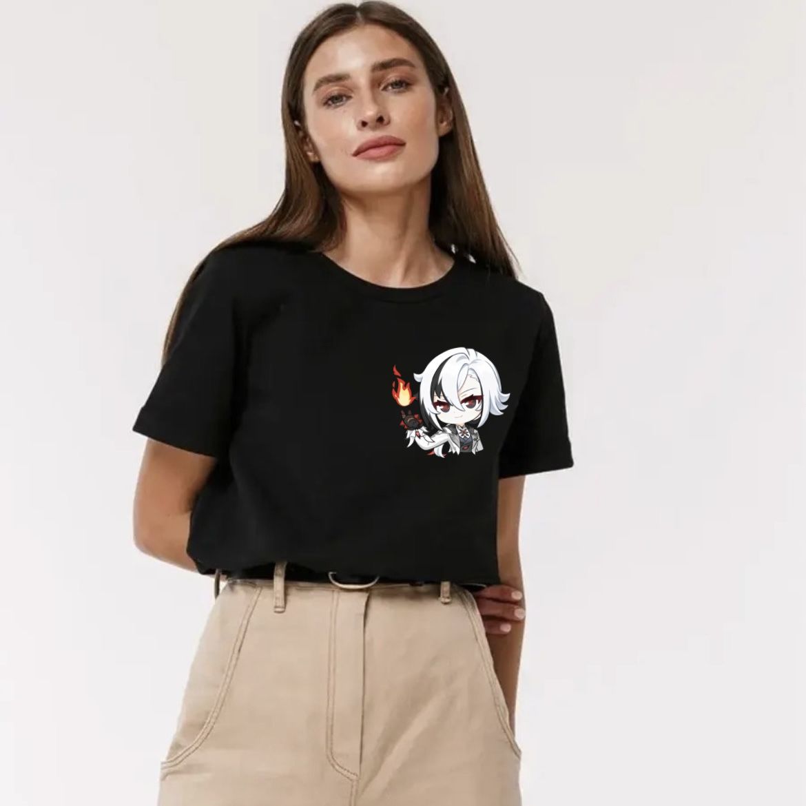 Anime Genshin Merch Baskılı T-shirt