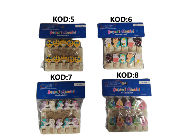 MİSYON DESENLİ AHŞAP MANDAL 10 LU PAKET