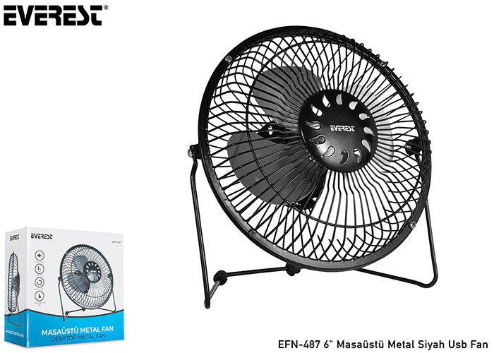 Everest EFN-487 6'' Masa Metal Siyah-beyaz Usb Fan