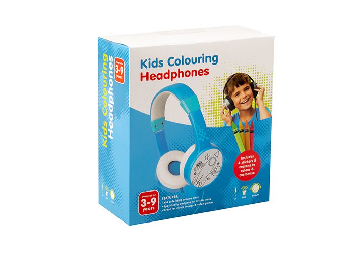 Kids H-31115 3.5mm AUX Mavi Çocuk Kulaklığı ( Pastel Boya + Boyama Etiketi)