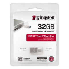 Kingston DTDUO3C-32GB DT microDuo 3C, USB 3.0-3.1 + Type-C Çift Taraflı Flash Bellek