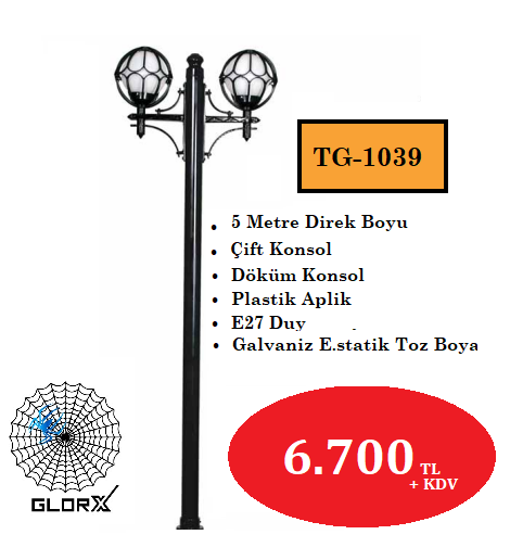 5 Metre Çift Konsol Park Bahçe Aydınlatma Direği TGA-1039