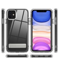 iPhone 12 Kılıf Standlı Şeffaf Silikon L-Stand Kapak