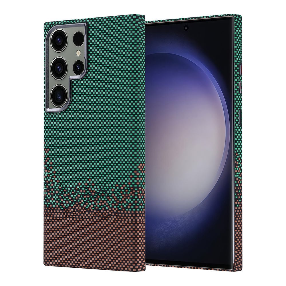 Samsung Galaxy S23 Ultra Kılıf Kablosuz Şarj Özellikli Karbon Fiber Görünümlü Nekst Kapak