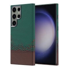 Samsung Galaxy S23 Ultra Kılıf Kablosuz Şarj Özellikli Karbon Fiber Görünümlü Nekst Kapak