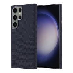 Samsung Galaxy S23 Ultra Kılıf Kablosuz Şarj Özellikli Karbon Fiber Görünümlü Nekst Kapak