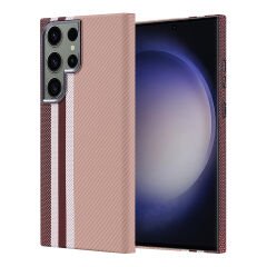 Samsung Galaxy S23 Ultra Kılıf Kablosuz Şarj Özellikli Karbon Fiber Görünümlü Nekst Kapak