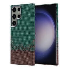 Samsung Galaxy S23 Ultra Kılıf Kablosuz Şarj Özellikli Karbon Fiber Görünümlü Nekst Kapak