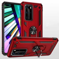 Huawei P40 Pro Kılıf Vega Tank Sert Yüzüklü Standlı Zırh Koruma Kapak
