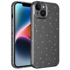 iPhone 13 Kılıf Kamera Korumalı Simli Lüks Koton Kapak