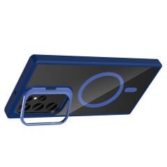 Samsung Galaxy S24 Ultra Kılıf Standlı ve Kamera Lens Hediyeli Kablosuz Şarj Özellikli Etro Kapak