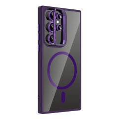 Samsung Galaxy S24 Ultra Kılıf Standlı ve Kamera Lens Hediyeli Kablosuz Şarj Özellikli Etro Kapak