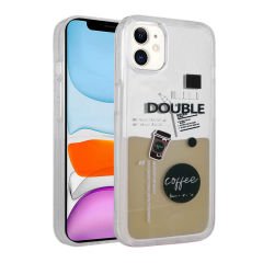iPhone 12 Kılıf Desenli Sıvılı Drink Silikon Kapak