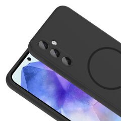 Samsung Galaxy A35 Kılıf Meta Lansman M-Safe Kamera Korumalı içi Kadife Yumuşak Renkli Süet Silikon