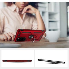 Huawei P40 Kılıf Kılıf Vega Tank Sert Yüzüklü Standlı Zırh Koruma Kapak