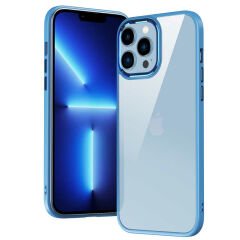 iPhone 12 Kılıf Renkli Silikon Kenarlı Krom Kapak