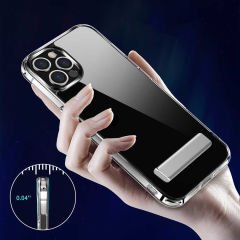 iPhone 12 Pro Kılıf Standlı Şeffaf Silikon L-Stand Kapak