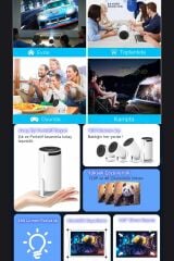 Taşınabilir Android Projeksiyon En Güncel Versiyon Wifi Destekli Akıllı Sinema Projektör Ultra Hd